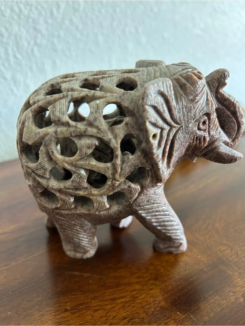 Handcrafted Carved Stone Elephant & Turtle Figurines - Neutral Tones